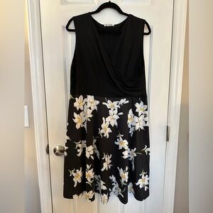 Dress - black top, yellow and black floral bottom
Sleeveless